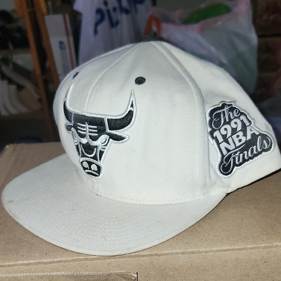 NBA Finals White Cap with Bull Logo